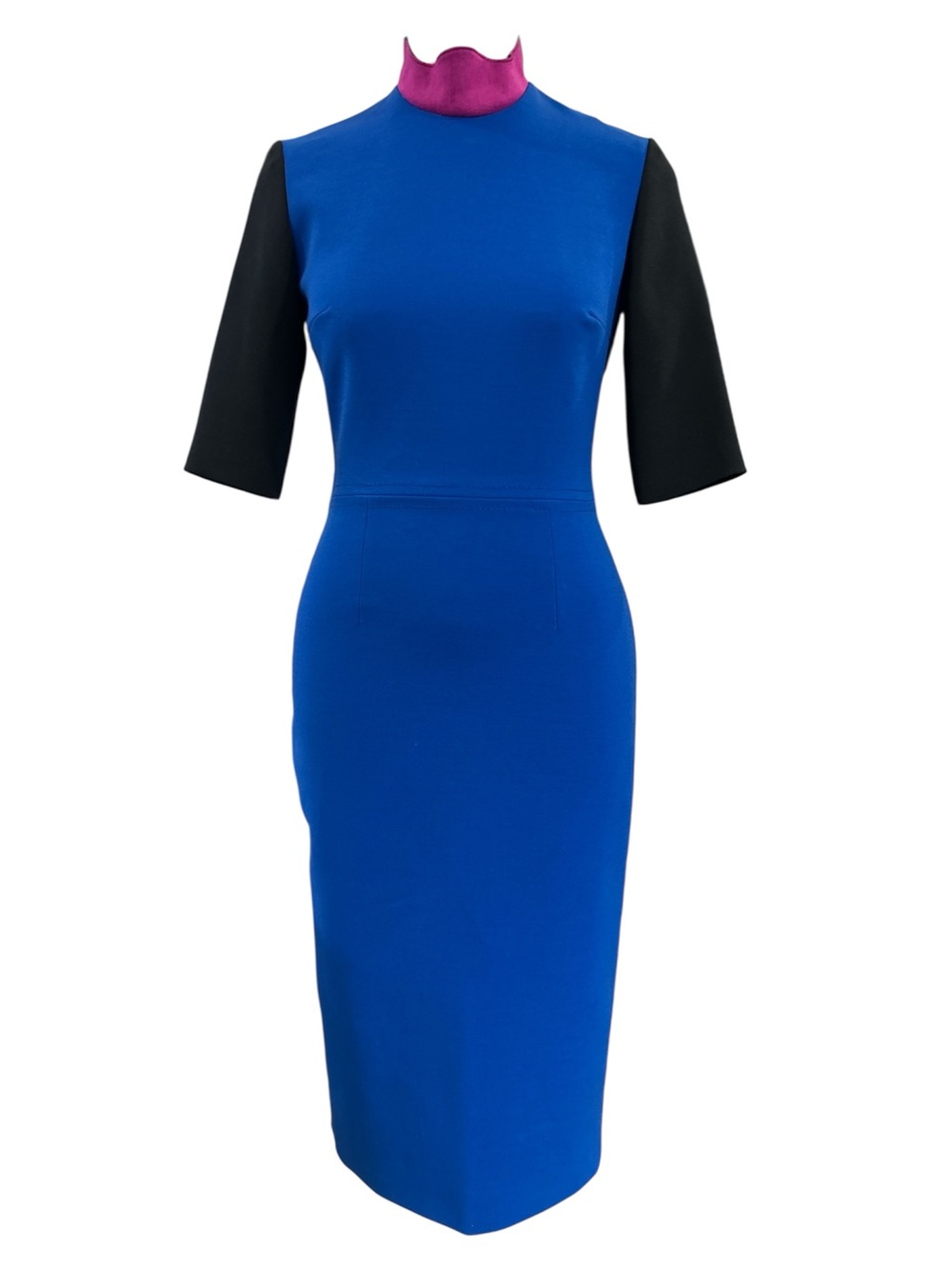 Roksanda color block, mock neck, sheath dress blue/black Small